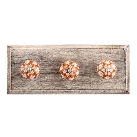 Saxifrage Ceramic Wooden Hooks